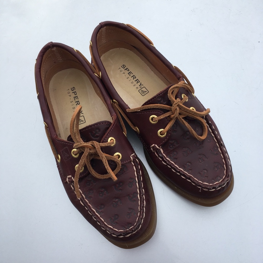 Sperry Top-Siders With Anchor Print Size 5.5 - image 1